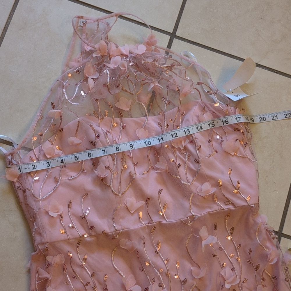 NWT Dessy Collection 3D Embroidery Floral Mermaid Gown Light Pink Tulle 14 - Picture 5 of 12